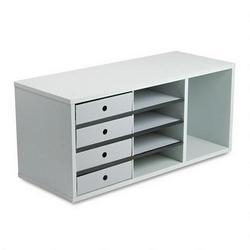 Fellowes Office Organizer for Binders with 4 Sorters and 4 Drawers, Dove Gray