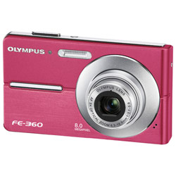 Olympus FE-360 Digital Camera - Pink - 8 Megapixel - 16:9 - 3x Optical Zoom - 4x Digital Zoom - 2.5 Color LCD