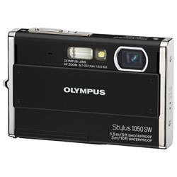 Olympus Stylus 1050 SW 10 Megapixel Digital Camera w/ 3x optical zoom, 2.7 LCD, Waterproof, Shockproof & Freezeproof, Tap Control, & Face Detection - Black