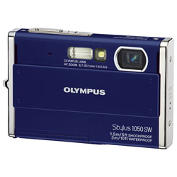 Olympus Stylus 1050 SW 10 Megapixel Digital Camera w/ 3x optical zoom, 2.7 LCD, Waterproof, Shockproof & Freezeproof, Tap Control, & Face Detection - Blue
