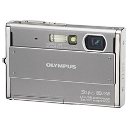 Olympus Stylus 1050 SW 10 Megapixel Digital Camera w/ 3x optical zoom, 2.7 LCD, Waterproof, Shockproof & Freezeproof, Tap Control, & Face Detection - Silver
