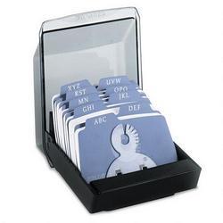 Rolodex Corporation Petite® Covered Card File, 250 2 1/4 x 4 Cards/9 Guides, Black Plastic
