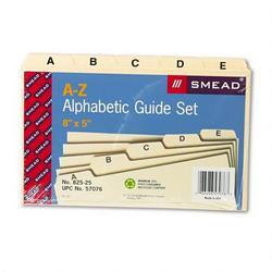 Smead Manufacturing Co. Plain Self Tab A Z Manila Card Guides, 5 x 8, 1/5 Tab Cut, 25/Set