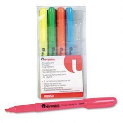 Universal Office Products Pocket Highlighter, Five Color Set, Chisel Tip, Pocket Clip