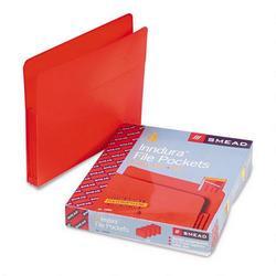 Smead Manufacturing Co. Poly File Pockets, Letter, 3 1/2 Expansion, Red, 4/Box