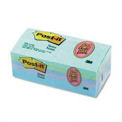 3M Post it® Aquatic Color Notes, 3 x 3 Size, 12 Pads/Pack