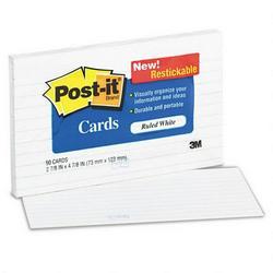 3M Post it® Index Cards, White, Plain, 3 x 5, ruled