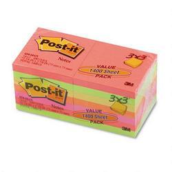 3M Post it® Neon Color Note Pads, 3 x 3 Size, 14 Pads/Pack