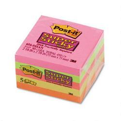 3M Post it® Super Sticky Note Pads, 3x3, Assorted Colors, Five 90 Sheet Pads/Pack