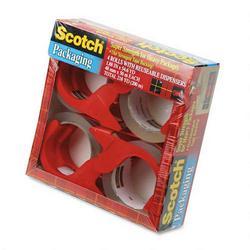 3M Premium Performance Packaging Tape & Sure Start Dispenser, 48mm x 50m, 4 Rolls