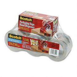 3M Premium Performance Super Clear Packaging Tape & Dispenser, 48mm x 50m, 6 Rolls