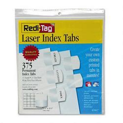 Redi-Tag/B. Thomas Enterprises Printable Laser Index Tabs, Self Stick Plastic, 1 1/8 x 1 1/4, White, 375/Pack