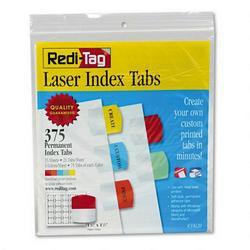 Redi-Tag/B. Thomas Enterprises Printable Laser Index Tabs, Self Stick Plastic, 1 1/8x1 1/4, Assorted, 375/Pack