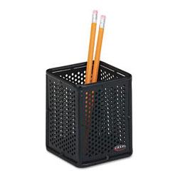 Rolodex Corporation Punched Metal and Wire Pencil Cup, Black