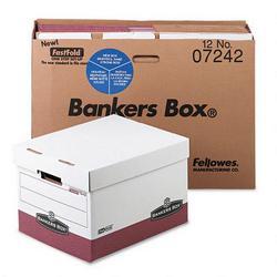 Fellowes R KIVE® Storage Box, 12 x 10 x 15, Letter/Legal Size, White/Red, 12/Ct