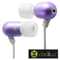 Radius Atomic Bass Earphones Designed to Fit All Size Ears Comfortably and Secure. Superb Audio Fidelity and Bass Response Violet