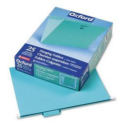 Esselte Pendaflex Corp. Recycled Colored Hanging File Folders, Letter, 1/5 Cut Tabs, Aqua, 25/Box