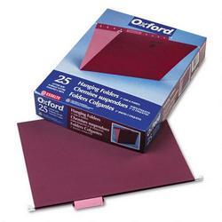 Esselte Pendaflex Corp. Recycled Colored Hanging File Folders, Letter, 1/5 Cut Tabs, Burgundy, 25/Box