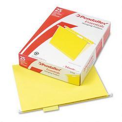 Esselte Pendaflex Corp. Recycled Colored Hanging File Folders, Letter, 1/5 Cut Tabs, Yellow, 25/Box