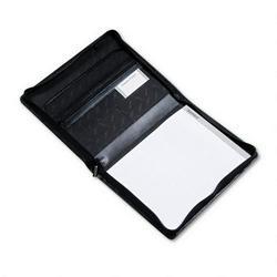 Samsill Corporation Regal™ Genuine Leather Padfolio with Zipper and 8 1/2 x 11 Writing Pad, Black