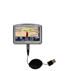 Gomadic Retractable USB Cable for the TomTom Go 920T with Power Hot Sync and Charge capabilities - B