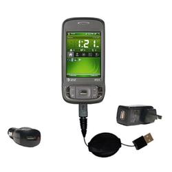 Gomadic Retractable USB Hot Sync Compact Kit with Car & Wall Charger for the HTC 8925 - Brand w/ Tip