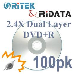 Bastens Ritek RiData 2.4X DVD+R dual layer shiny in 100pc shrink wrap