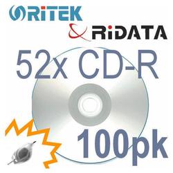 Bastens Ritek RiData 52X 80min CD-R silver inkjet printable to hub in shrink wrap
