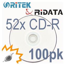 Bastens Ritek RiData 52X 80min CD-R white inkjet printable to hub in shrink wrap