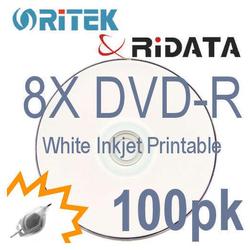 Bastens Ritek RiData 8X DVD-R white inkjet printable to hub in 50pc red shrink wrap