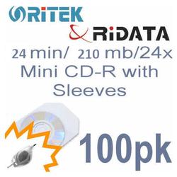 Bastens Ritek RiData Mini CD-R 24min/210mb/24X silver with sleeves