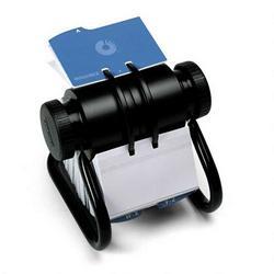 Rolodex Corporation Rotary Business Card File, 300 Sleeves, 600 Card Cap., 24 Guides, Black