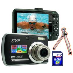 SVP Xthinn 737 Black - 7 Mega Pixels Digital Camera/ Video Recorder/ CCD Sensor/ 3X Optical Zoom + M (X737B8GBTRI)