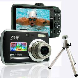 SVP Xthinn 737 Black - 7 Mega Pixels Digital Camera/ Video Recorder/ CCD Sensor/ 3X Optical Zoom + M (X737BTRI)