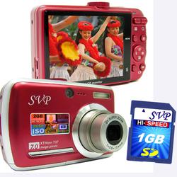 SVP Xthinn 737 Red - 7 Mega Pixels Digital Camera/ Video Recorder/ CCD Sensor/ 3X Optical Zoom + 1GB