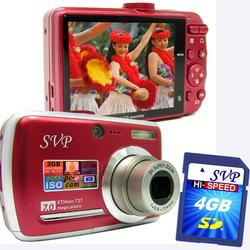 SVP Xthinn 737 Red - 7 Mega Pixels Digital Camera/ Video Recorder/ CCD Sensor/ 3X Optical Zoom + 4GB
