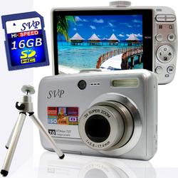 SVP Xthinn 737 Silver - 7 Mega Pixels Digital Camera/ Video Recorder/ CCD Sensor/ 3X Optical Zoom + (X737S16GBTRI)