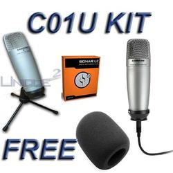 Samson CO1U USB Condenser Mic + Sonar Le Software + Windscreen + FREE Unique Squared Vinyl St