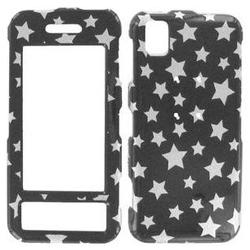 Wireless Emporium, Inc. Samsung Instinct M800 Black w/Glitter Stars Snap-On Protector Case Faceplate