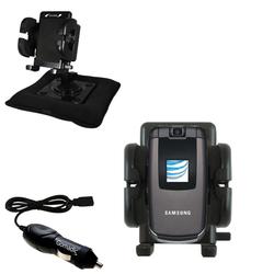 Gomadic Samsung SLM SGH-A747 Auto Bean Bag Dash Holder with Car Charger - Uses TipExchange