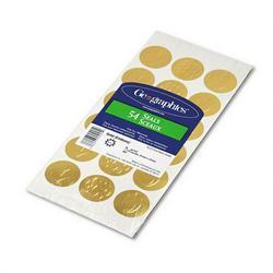 Geographics Self Adhesive Embossed Gold Seals, 54 Seals per Pack