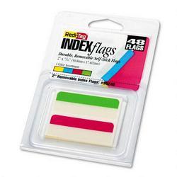 Redi-Tag/B. Thomas Enterprises Self Stick Removable Index Tabs, Write On, 2 x 11/16 , Assorted Colors, 48/Pack