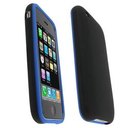 Eforcity Silicone Skin Case for Apple iPhone 3G, Black w/ Blue Trim by Eforcity