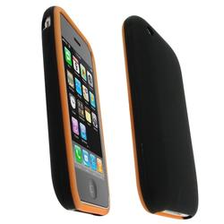 Eforcity Silicone Skin Case for Apple iPhone 3G, Black w/ Orange Trim by Eforcity