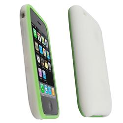 Eforcity Silicone Skin Case for Apple iPhone 3G, White w/ Green Trim by Eforcity