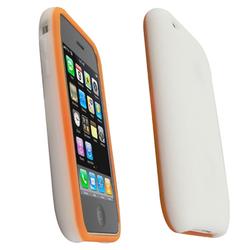 Eforcity Silicone Skin Case for Apple iPhone 3G, White w/ Orange Trim by Eforcity
