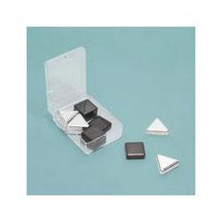Quartet Manufacturing. Co. Silver Triangle & Metallic Black Square Magnets, 6 Each Color, 12 Magnets/Pack