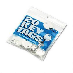 Mmf Industries Snap Hook Key Tags for Hook Style Racks/Cabinets, 1 1/4 h, White, 20/Pack
