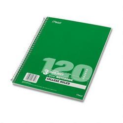 Mead Products Spiral® Bound Three Subject Notebook, 11 x 8 1/2 Size, 120 Sheets