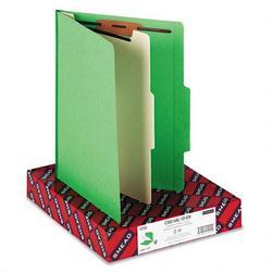 Smead Manufacturing Co. Top Tab Classification Folders, Four Sections, 1 Divider, Green